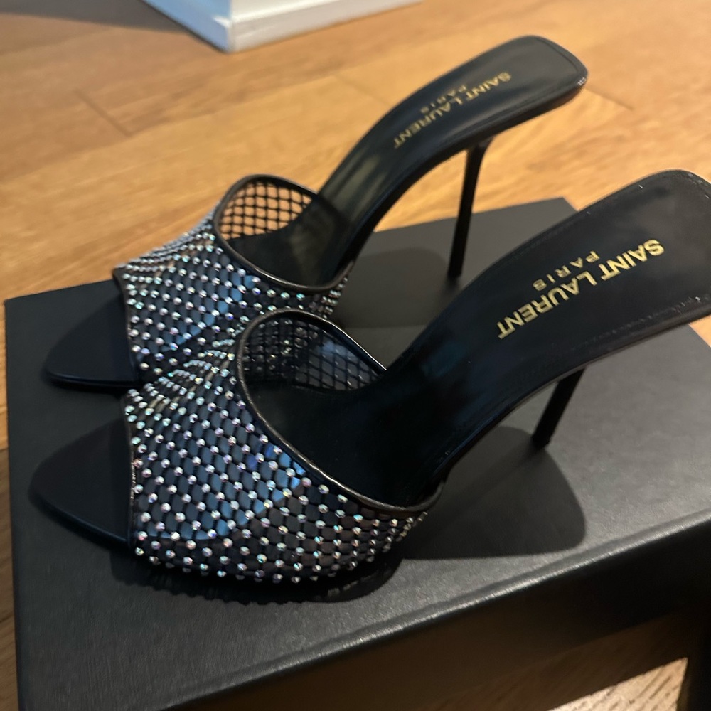 Saint Laurent Nero crystal Disco mule sandal - Picture 2 of 5
